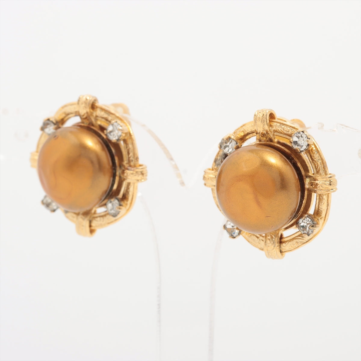 Chanel 99A Earrings (for both ears) GP×inestone Gold