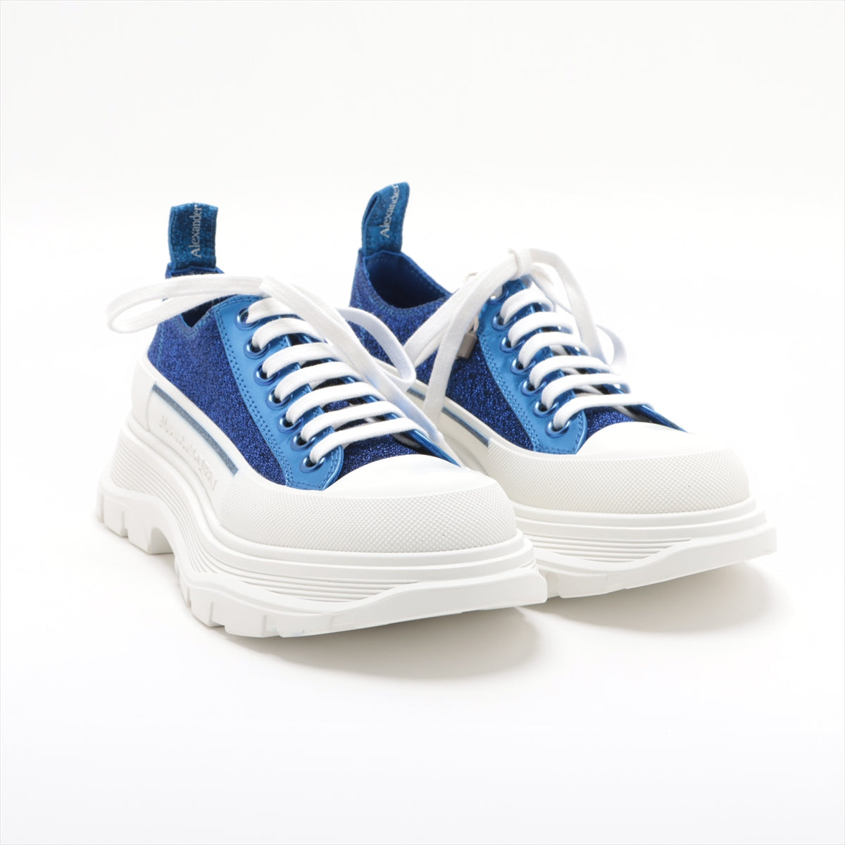 Alexander McQueen Fabric Sneakers 37 Ladies' Blue x white 685707 Glitter Is there a replacement string