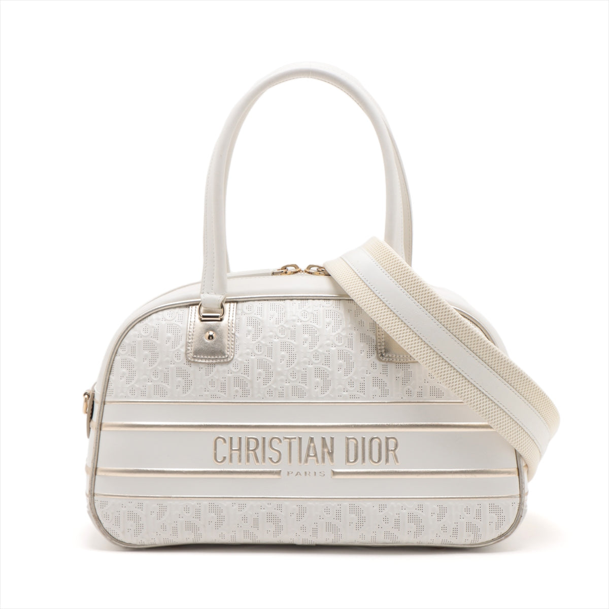 Christian Dior DIOR Vaib Leather × Rubber 2WAY BOSTON BAG White