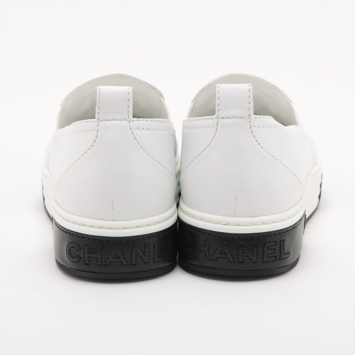 Chanel Coco Mark 23P Leather Slip-on 36 Ladies' Black × White G39180 Matelasse