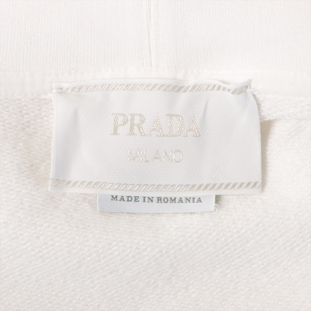 Prada Triangle logo 22SS Cotton Parker L Ladies' White  graphic print oversized hoodie UJL12A