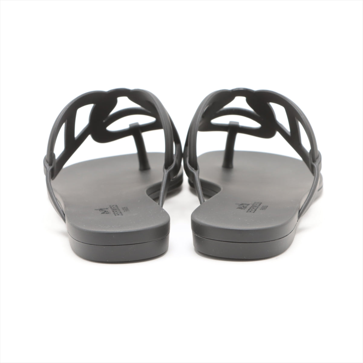 Hermès Egery Rubber Sandals 36 Ladies' Black Chaîne d'Ancre