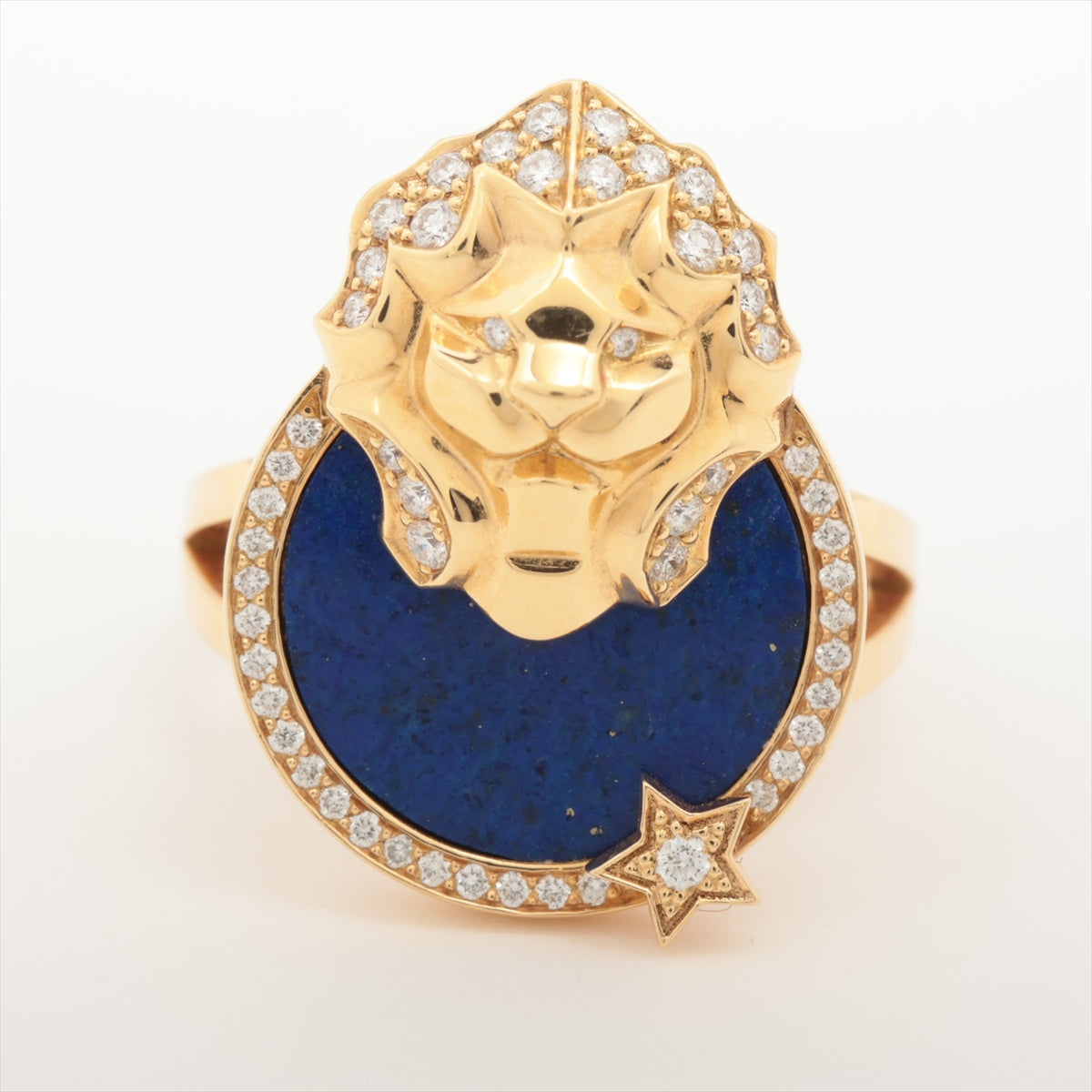 Chanel Sur Chignes Du Rion Lapis lazuli Diamond Ring 750(YG) 9.4g 53