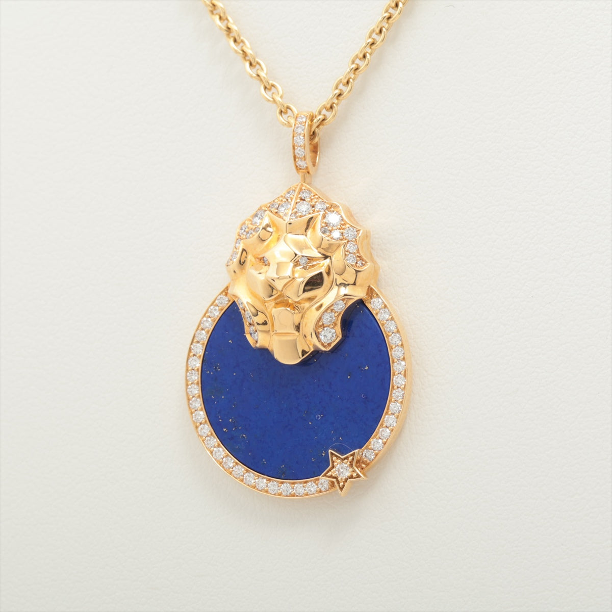 Chanel Sur Chignes Du Rion Lapis lazuli Diamond Necklace 750(YG) 13.1g