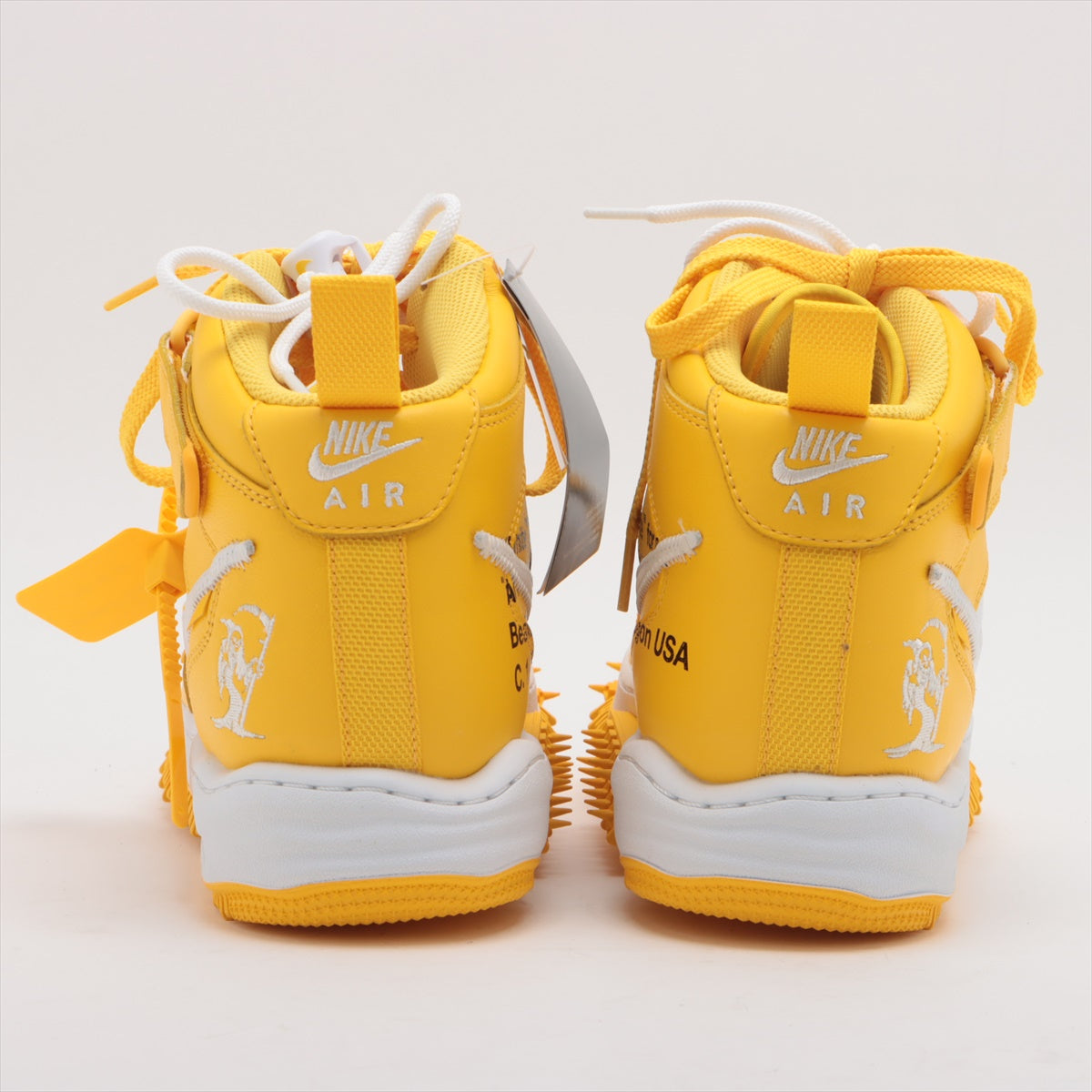 NIKE × OFF-WHITE AIR FORCE 1 MID Leather High-top Sneakers 28.5cm Men's White x yellow DR0500-101
