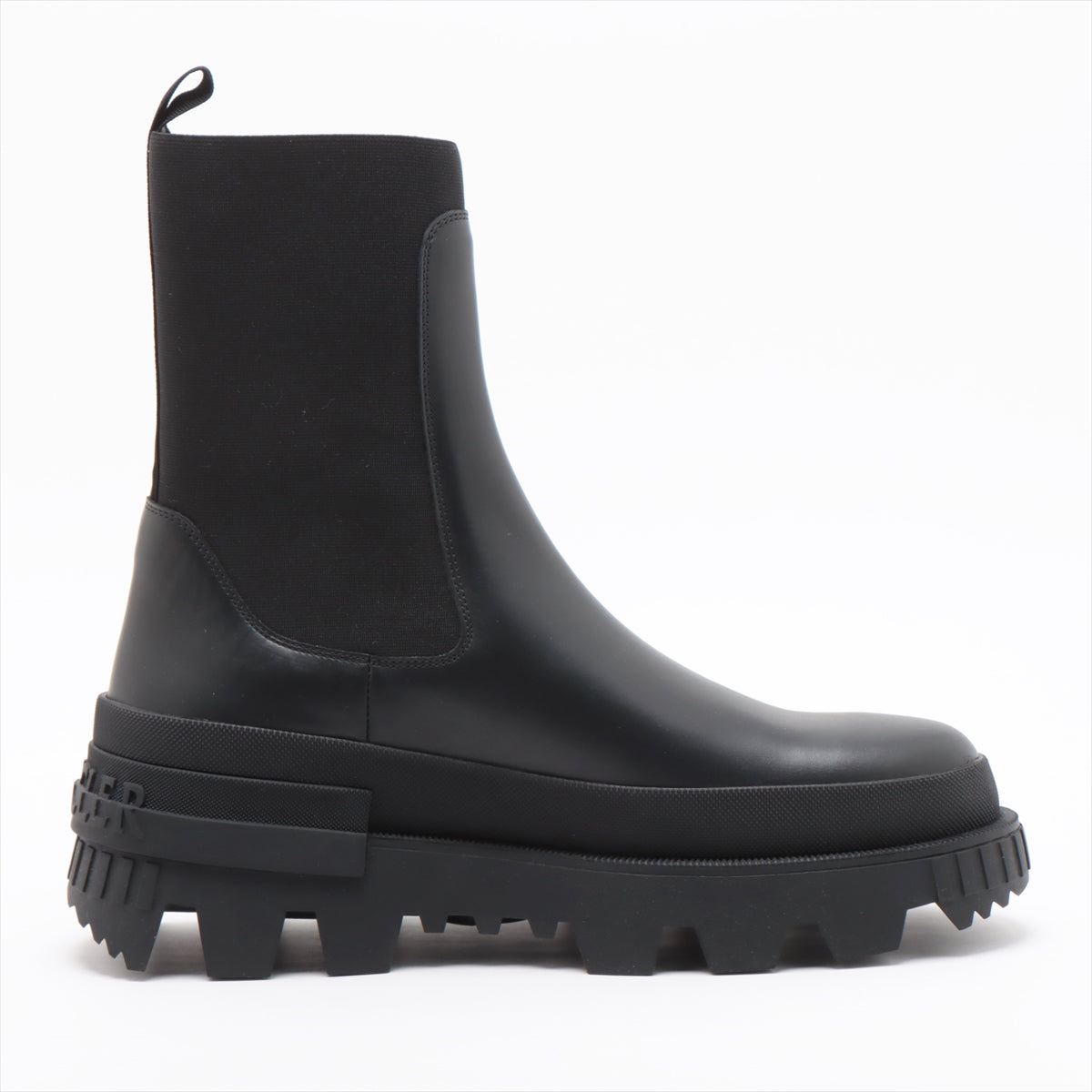 Moncler Leather Side Gore Boots 41 Men's Black NEUE CHELSEA