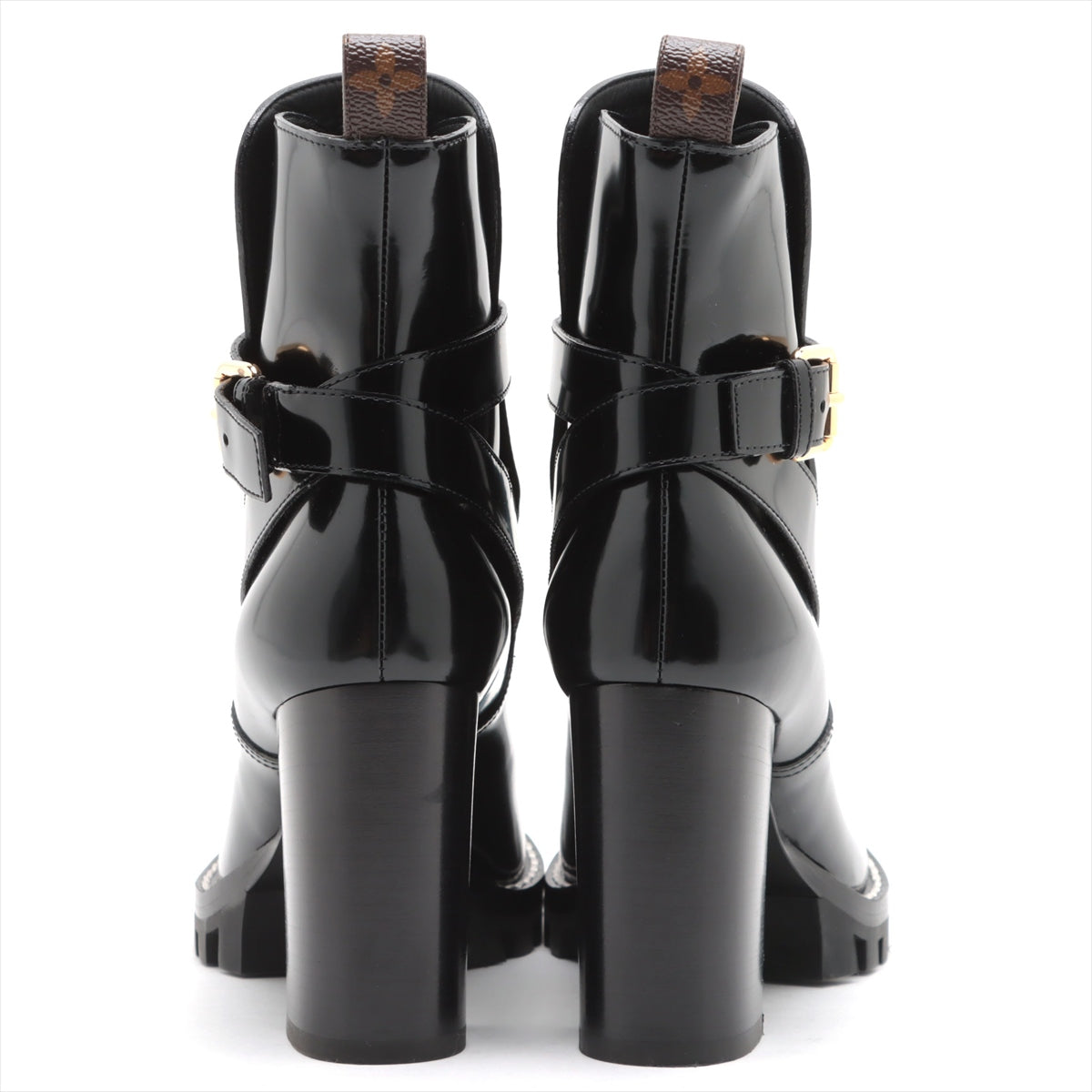 Louis Vuitton Star Trail Line 21 years Patent Leather Short Boots 38.5 Ladies' Black MA0231 monogram studs
