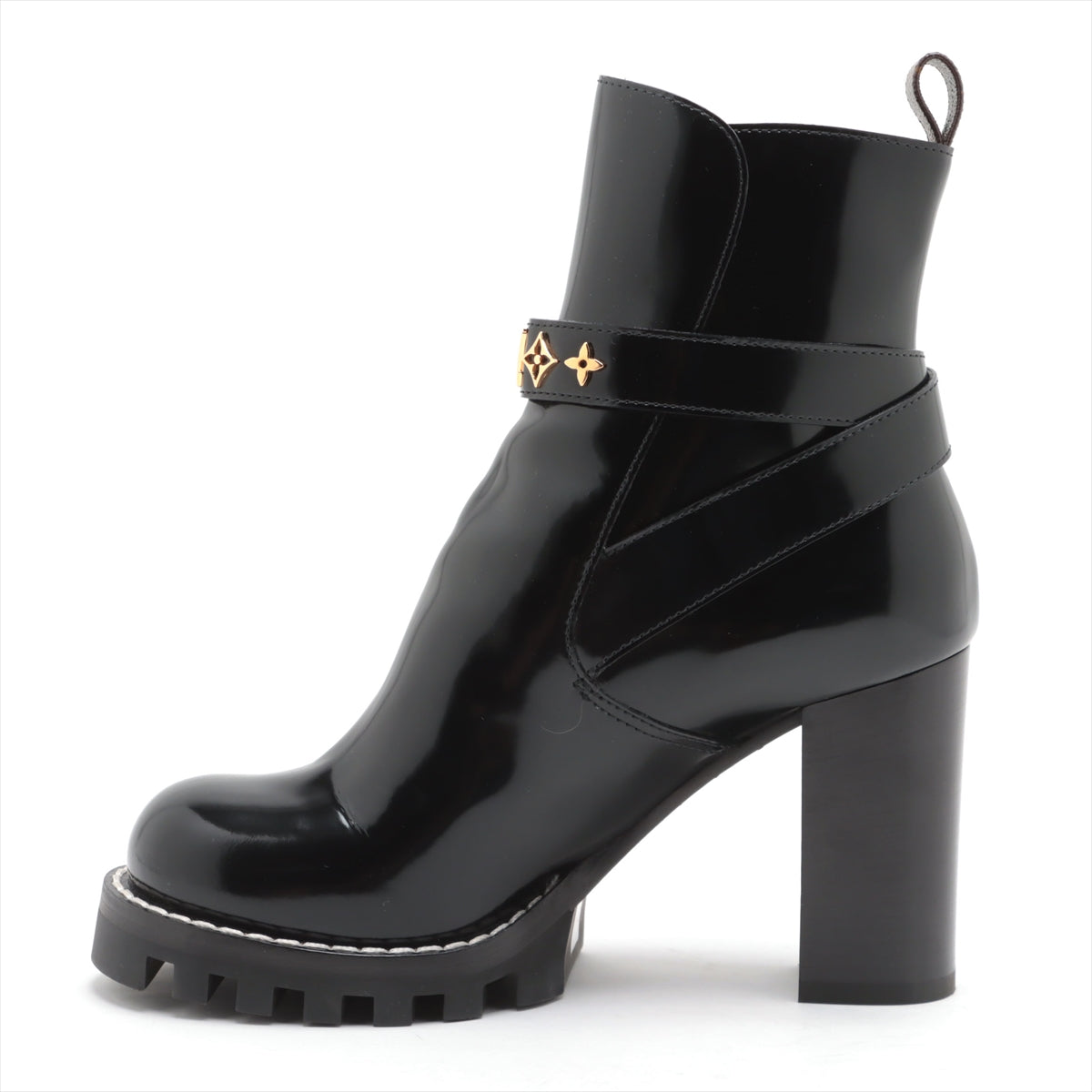 Louis Vuitton Star Trail Line 21 years Patent Leather Short Boots 38.5 Ladies' Black MA0231 monogram studs