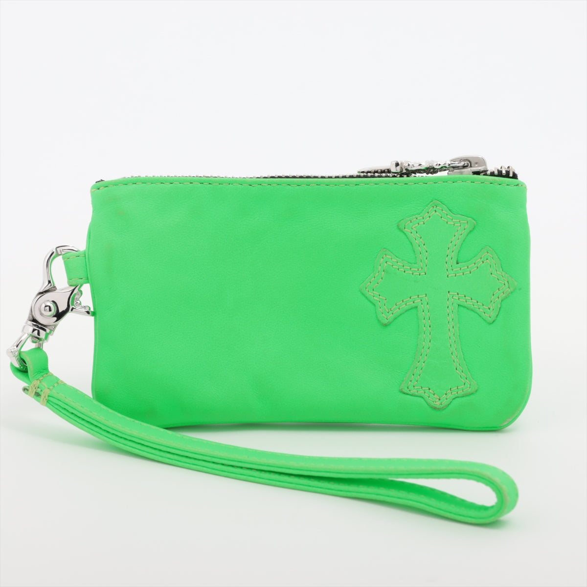 Chrome Hearts Change Purse Coin Purse Leather & 925 green x silver Dagger zip With strap