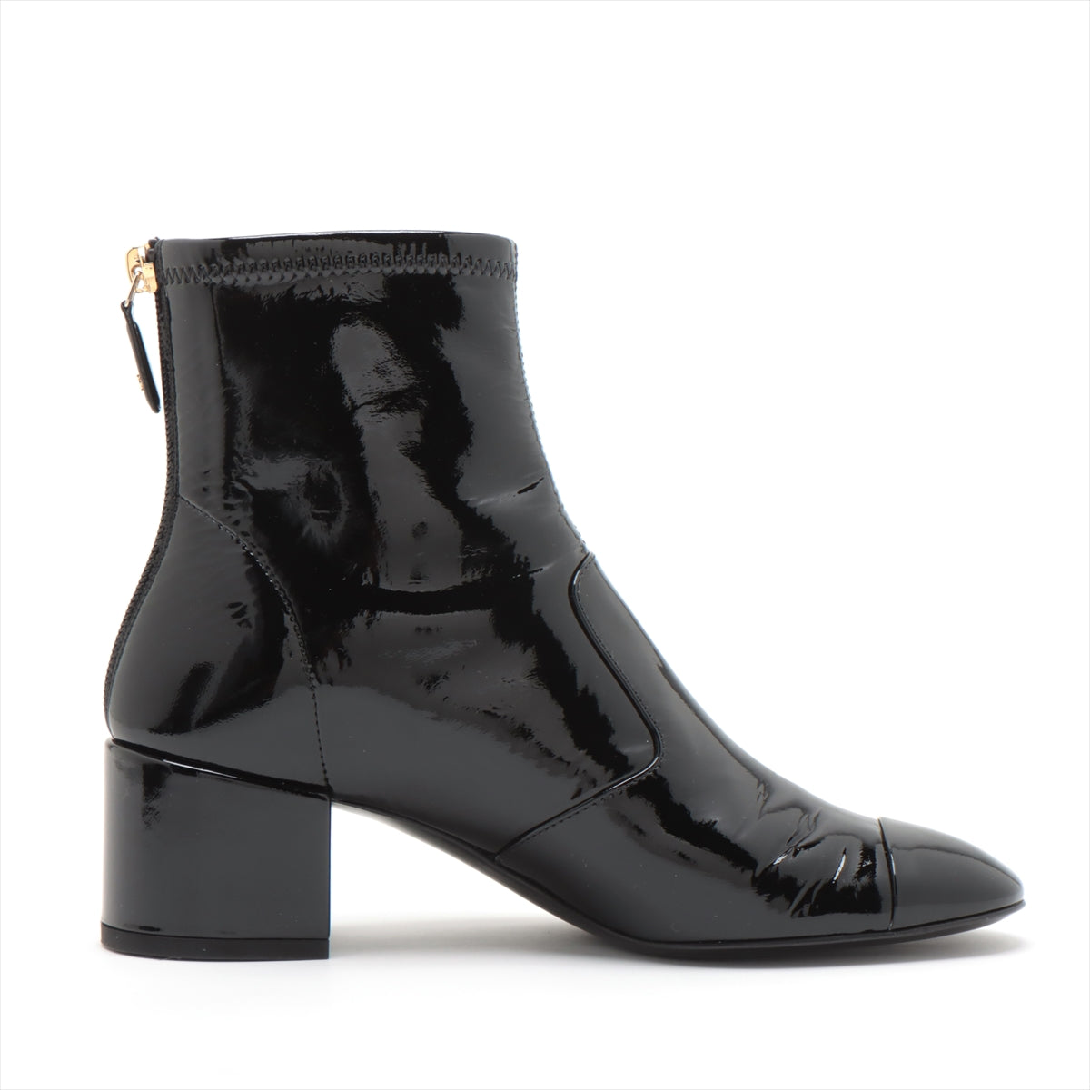 Chanel Coco Mark 22C Patent Leather Short Boots 37 Ladies' Black G38472 Knit socks included