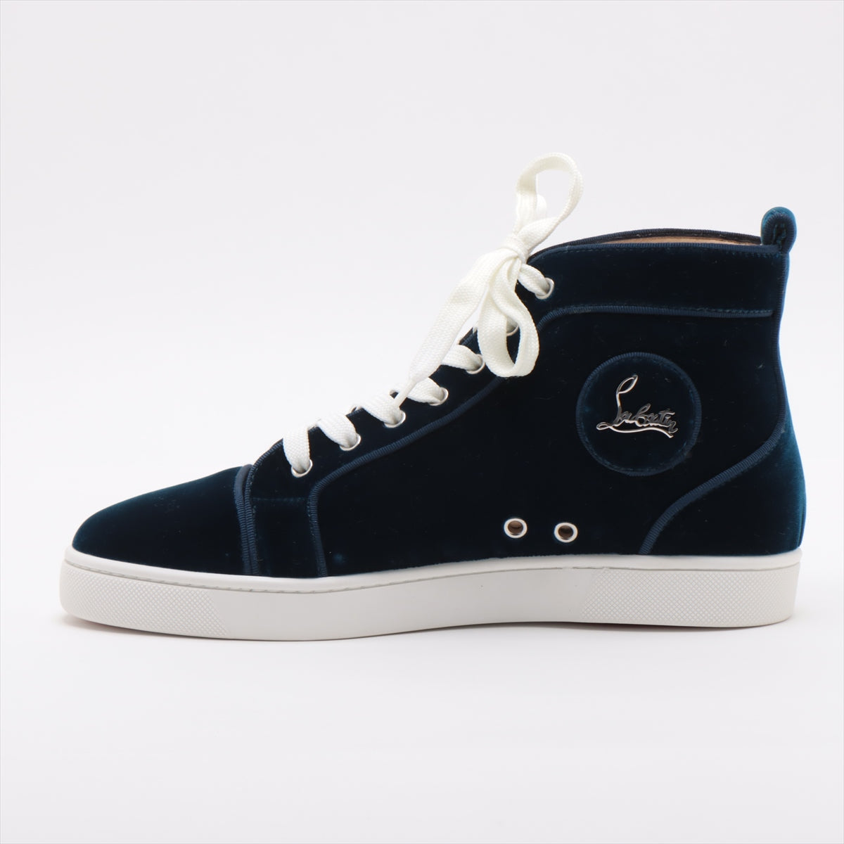 Christian Louboutin Velvet x leather High-top Sneakers 40 Men's Blue LOUIS ORLATO