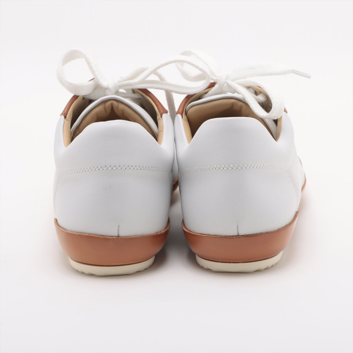 Hermès Leather Sneakers 37 1/2 Ladies' White x brown