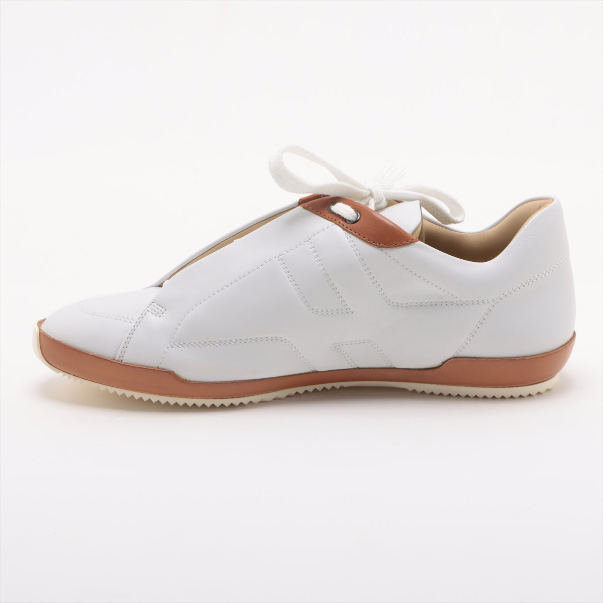 Hermès Leather Sneakers 37 1/2 Ladies' White x brown