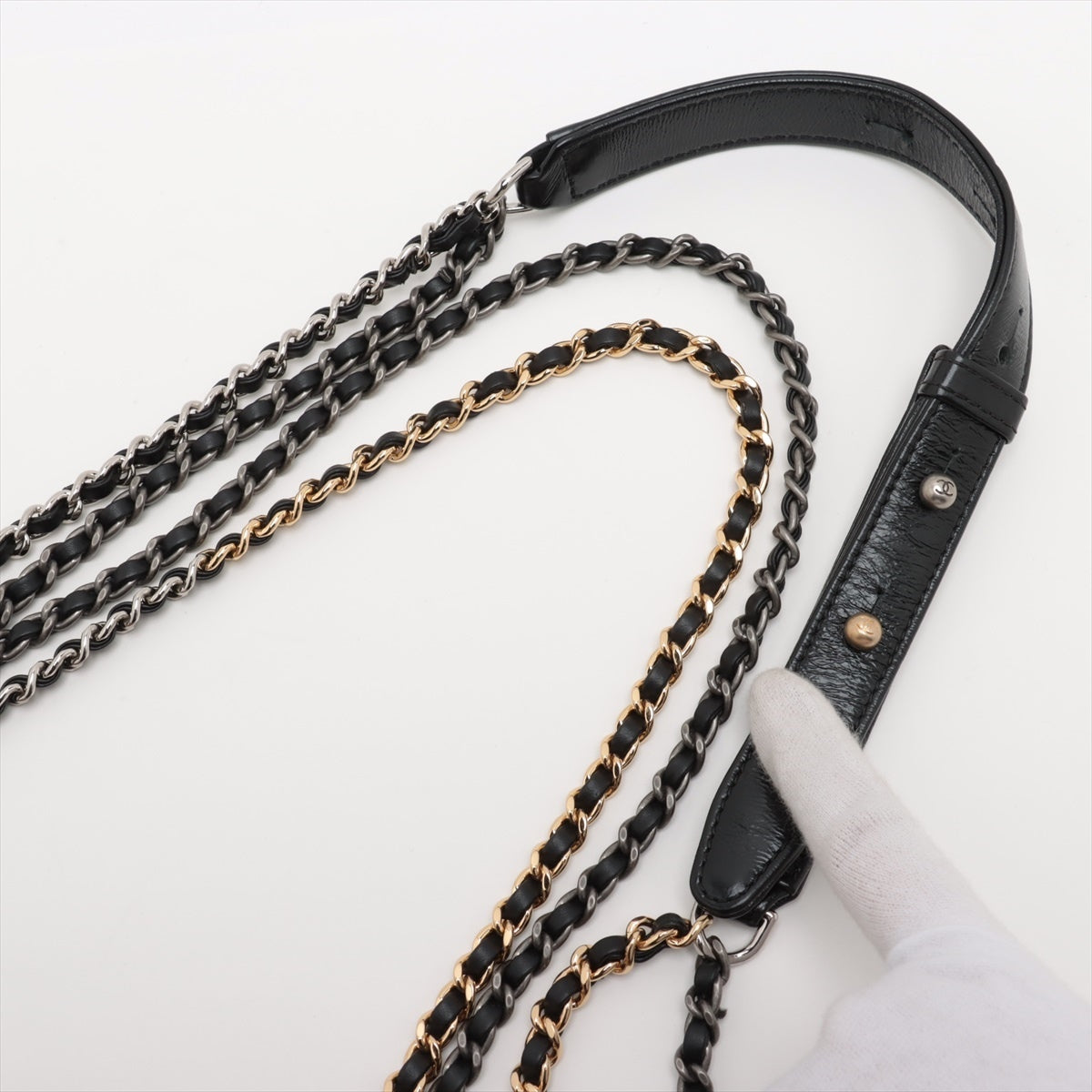 Chanel Gabrielle Doo Chanel Vintage calf Chain Shoulder Bag Black x Beige Gold x Silver Metal Fittings 24XXXXXX