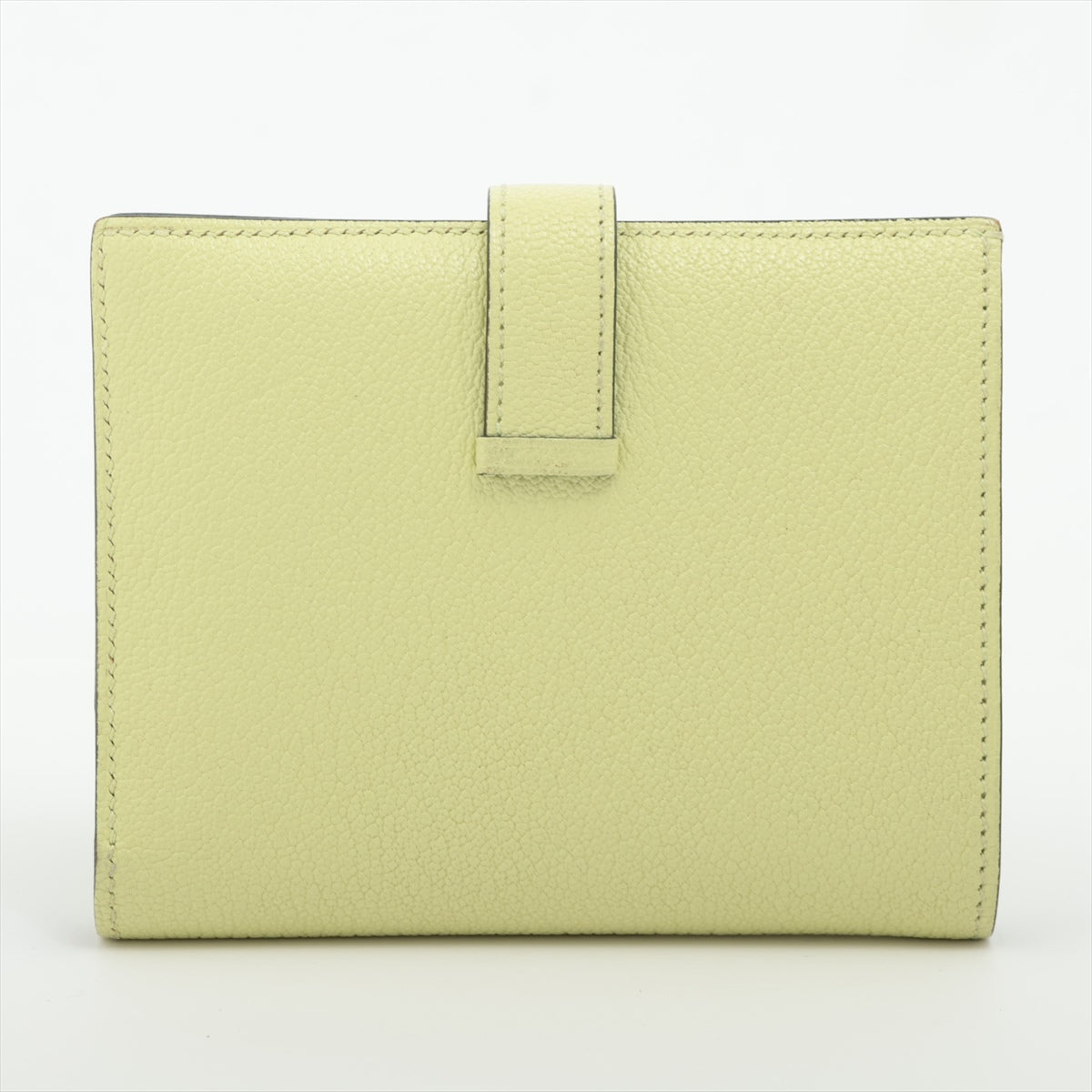 Hermès Bearn Compact Chèvre Mysore Compact Wallet Yellow Silver Metal Fittings B: 2023