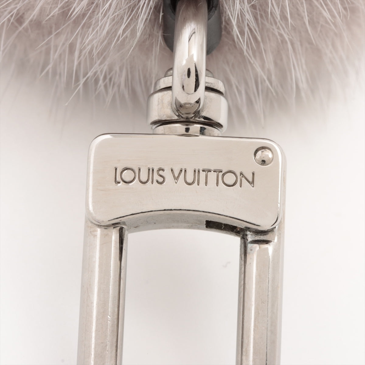 Louis Vuitton Charm PVC & leather Black x Gray M00962 Keyring Eclipse Pouch LV Chinchilla Mink fur