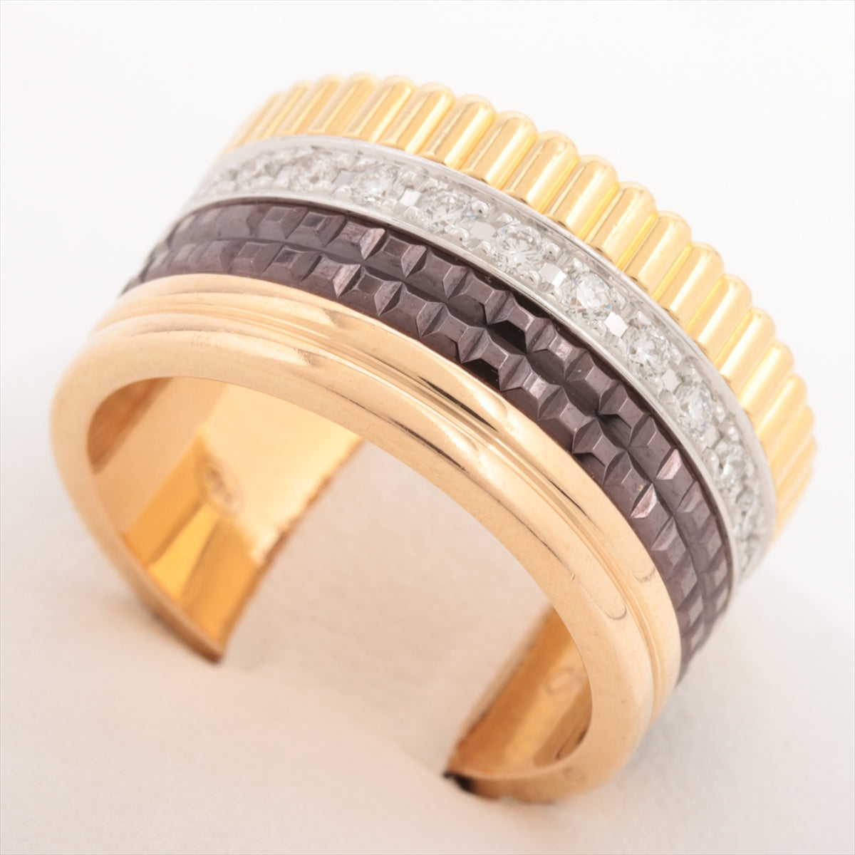 Boucheron Quatre Large diamond Ring 750(YG×PG×WG) 14.1g 53