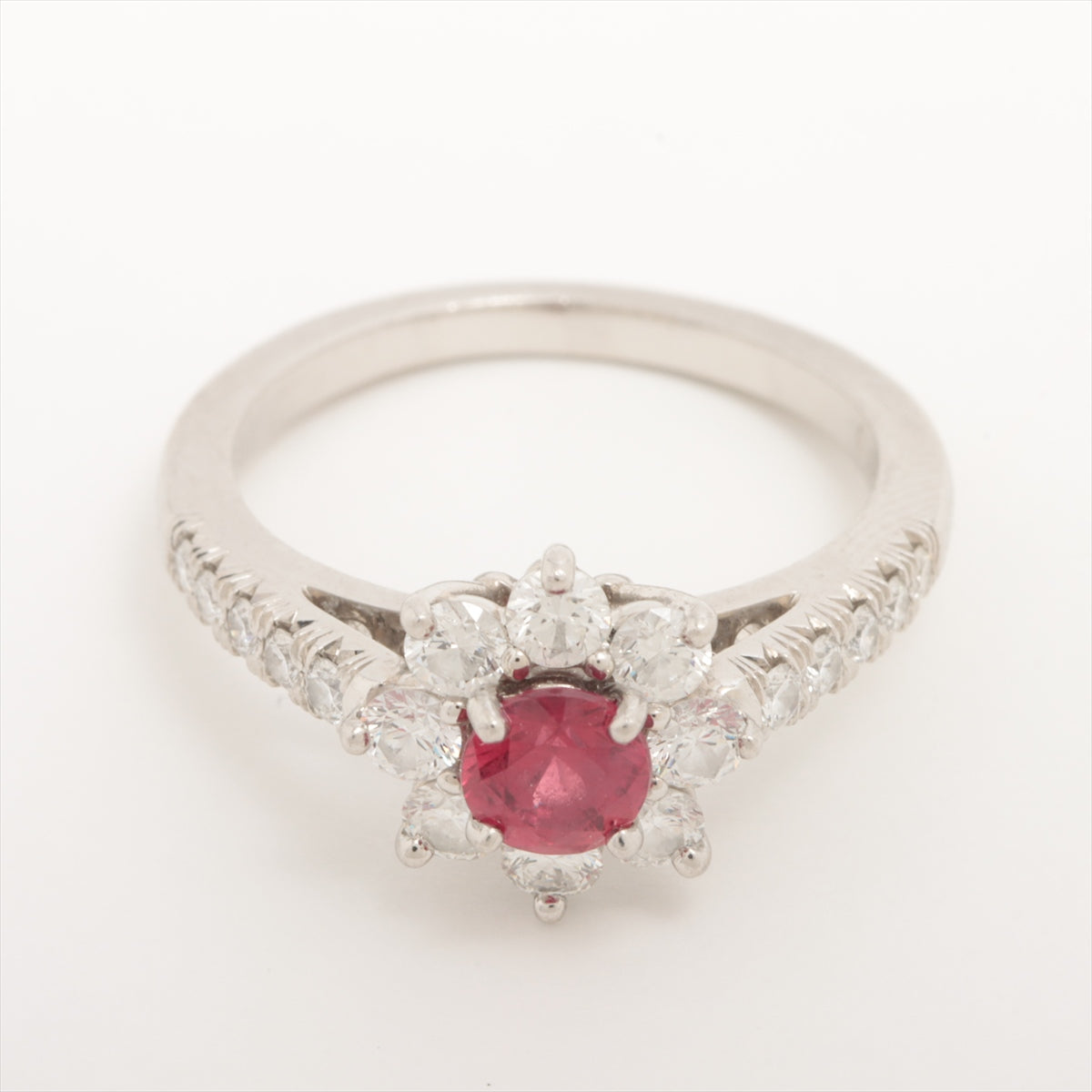 Harry Winston Sunflower Mini Ruby Diamond Ring Pt950 5.0g FRRPNAPETSF