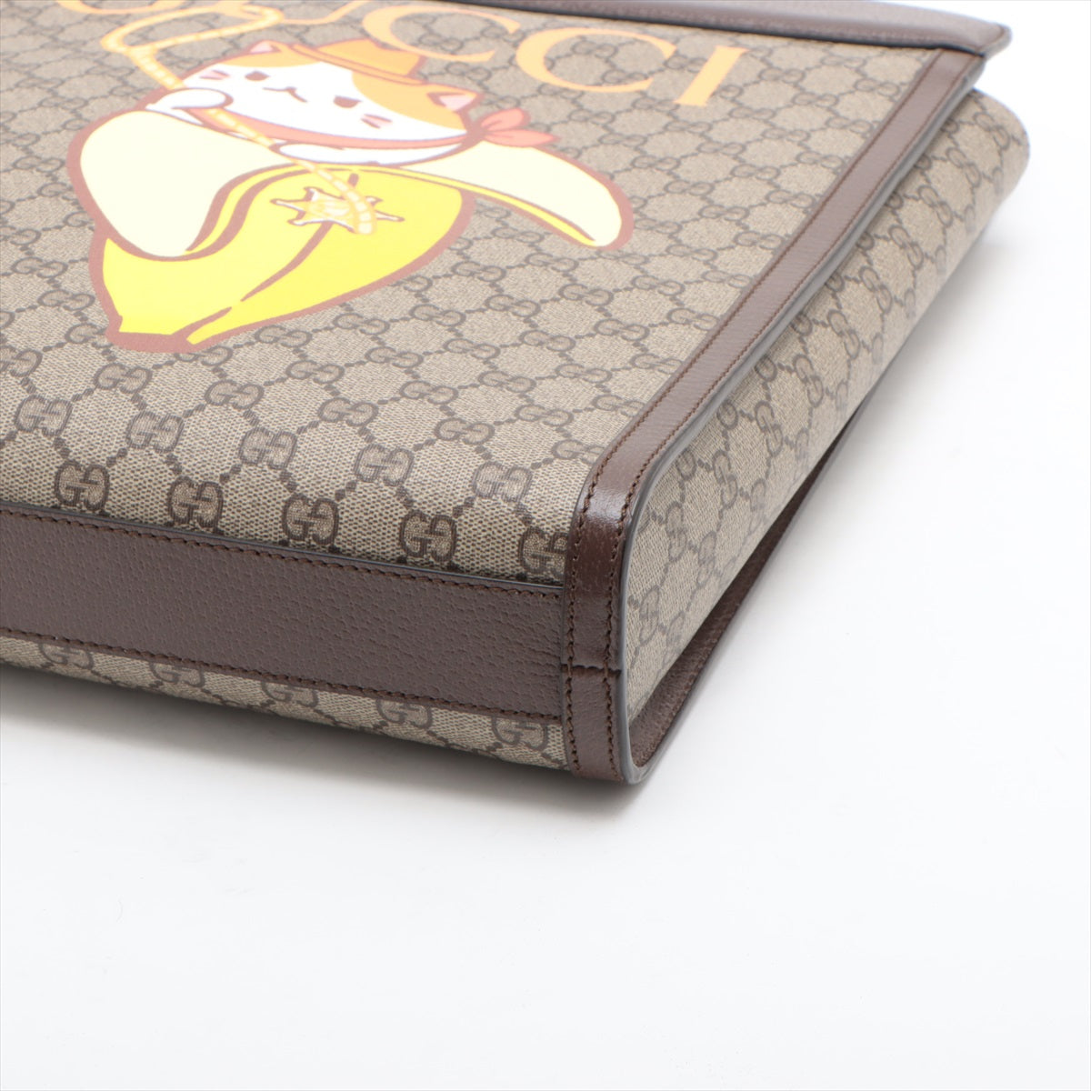 Gucci GG Supreme PVC & leather 2 Way Handbag Brown 703793 Bananya collaboration