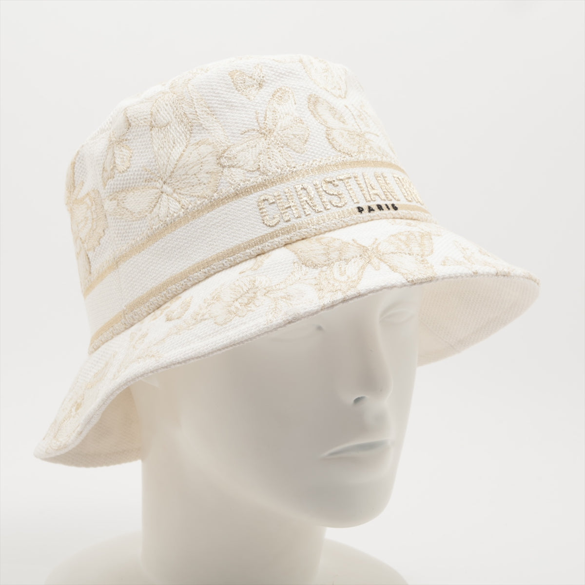 Dior Toile Doo JUY Embroidery Hat 56 Cotton & Polyester White x gold 41DTM923X131 Mexico Butterfly