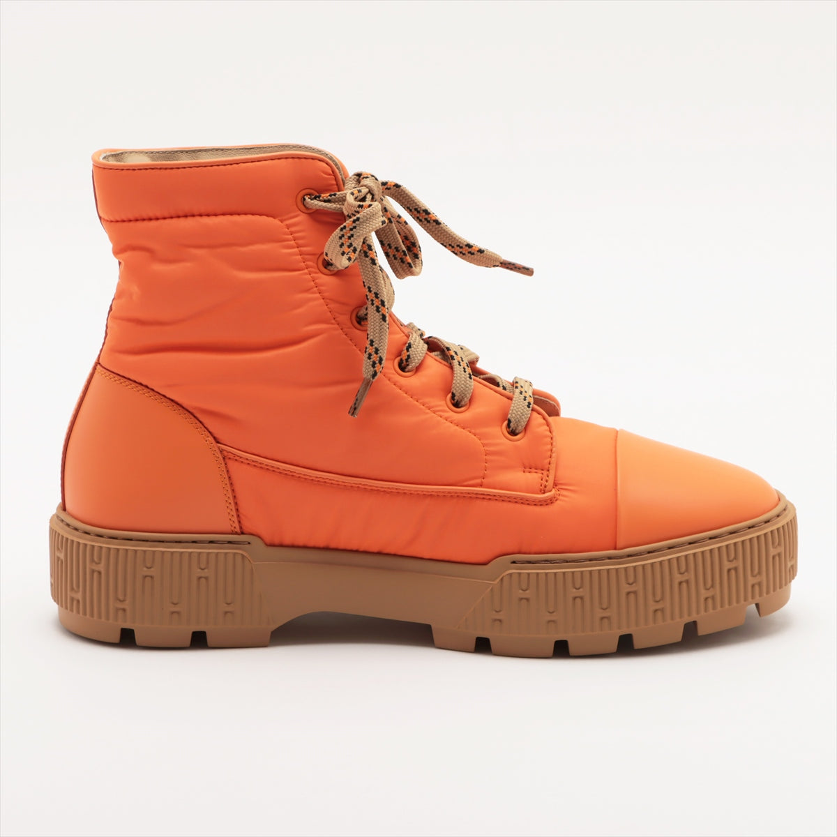 Hermès fresh Nylon & Leather Boots 42 Men's Beige x orange Replacement Laces Included