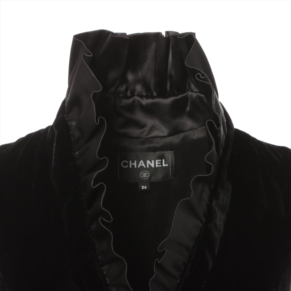 Chanel Coco Button 22 years Rayon × Silk Dress 34 Ladies' Black  velvet minidress P71830V61217
