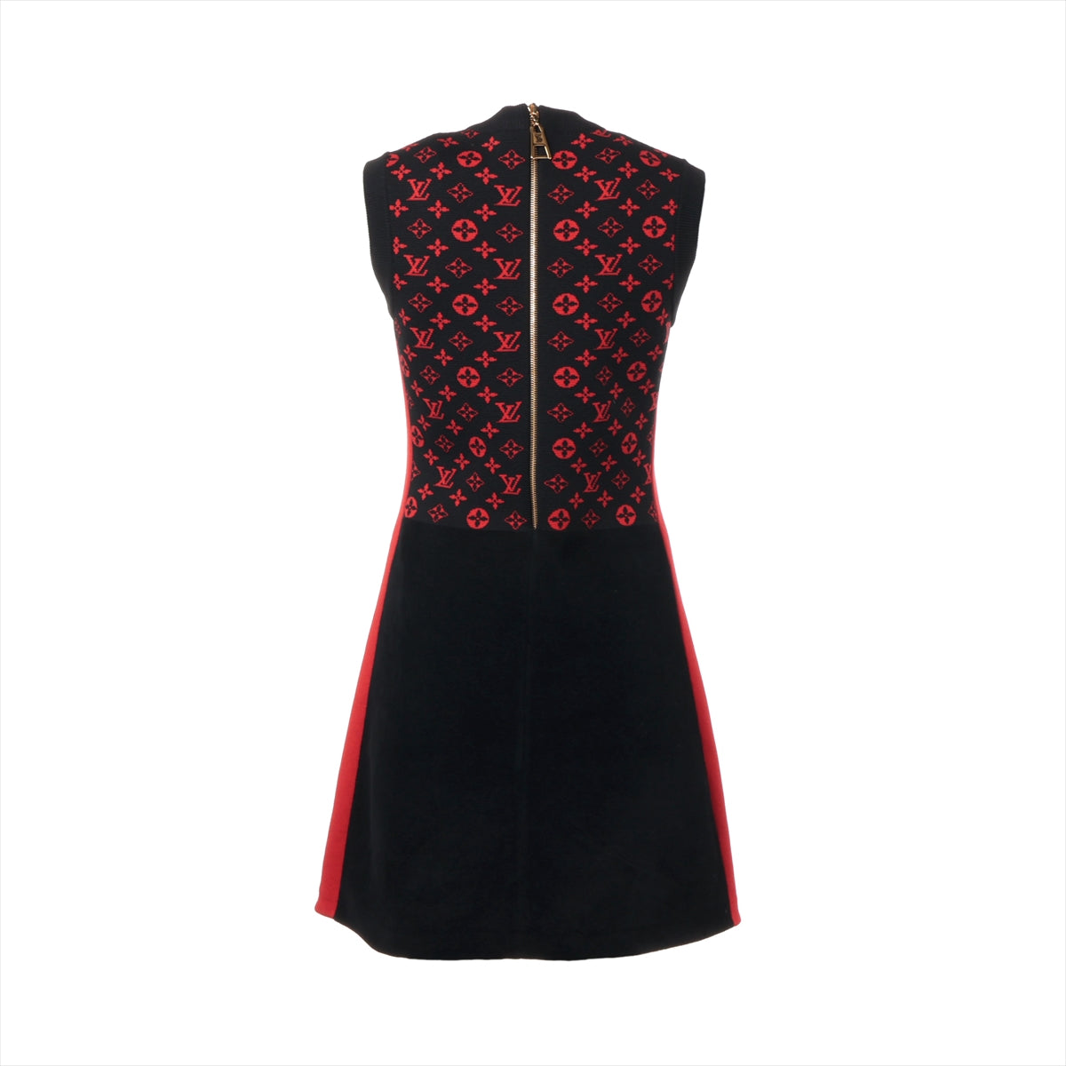 Louis Vuitton 20AW Cotton & Wool Sleeveless Dress S Ladies' Black x red  RW202W Monogram