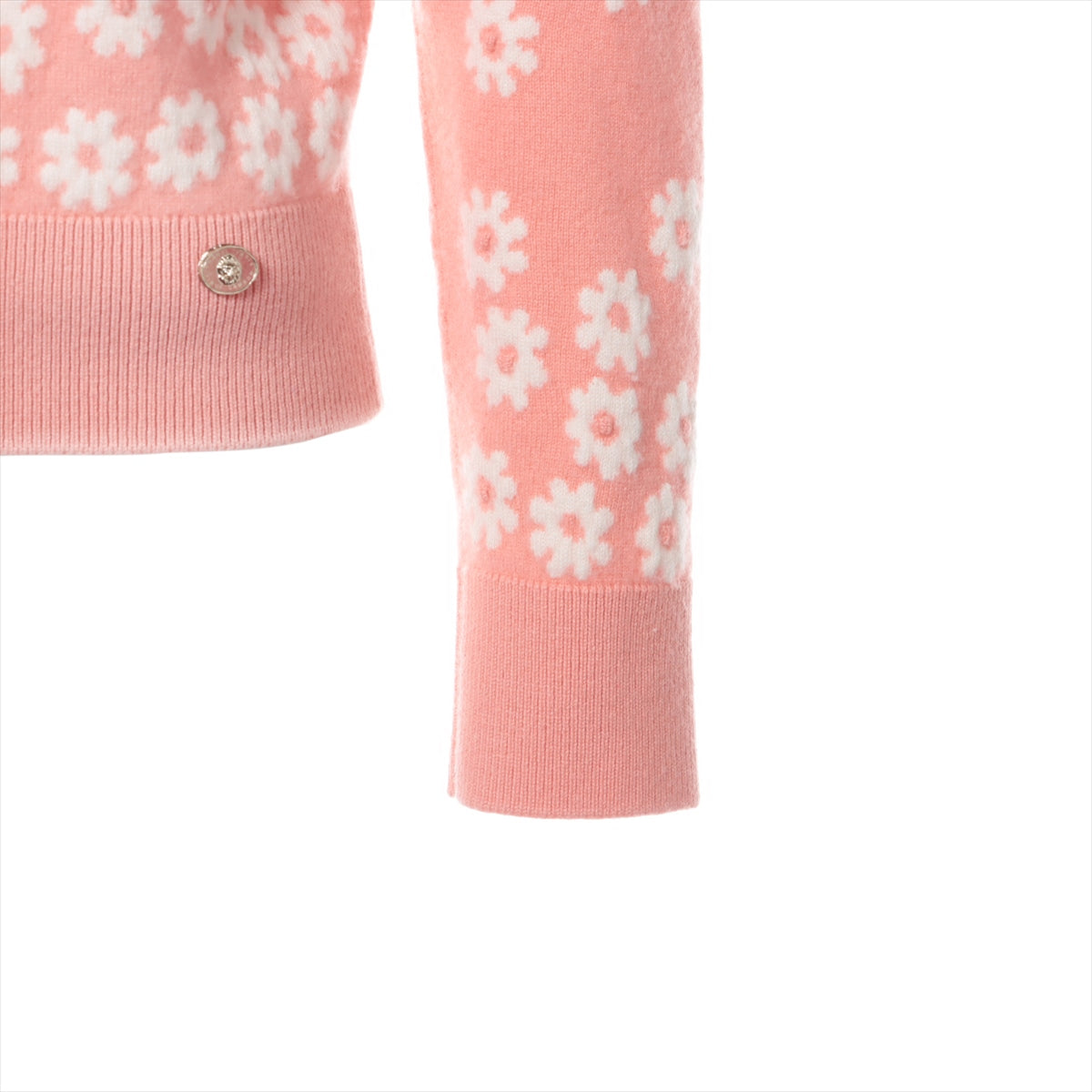 Chanel Coco Mark 22SS Cashmere x nylon Knit 34 Ladies' Pink  P72453 Daisy Lion button
