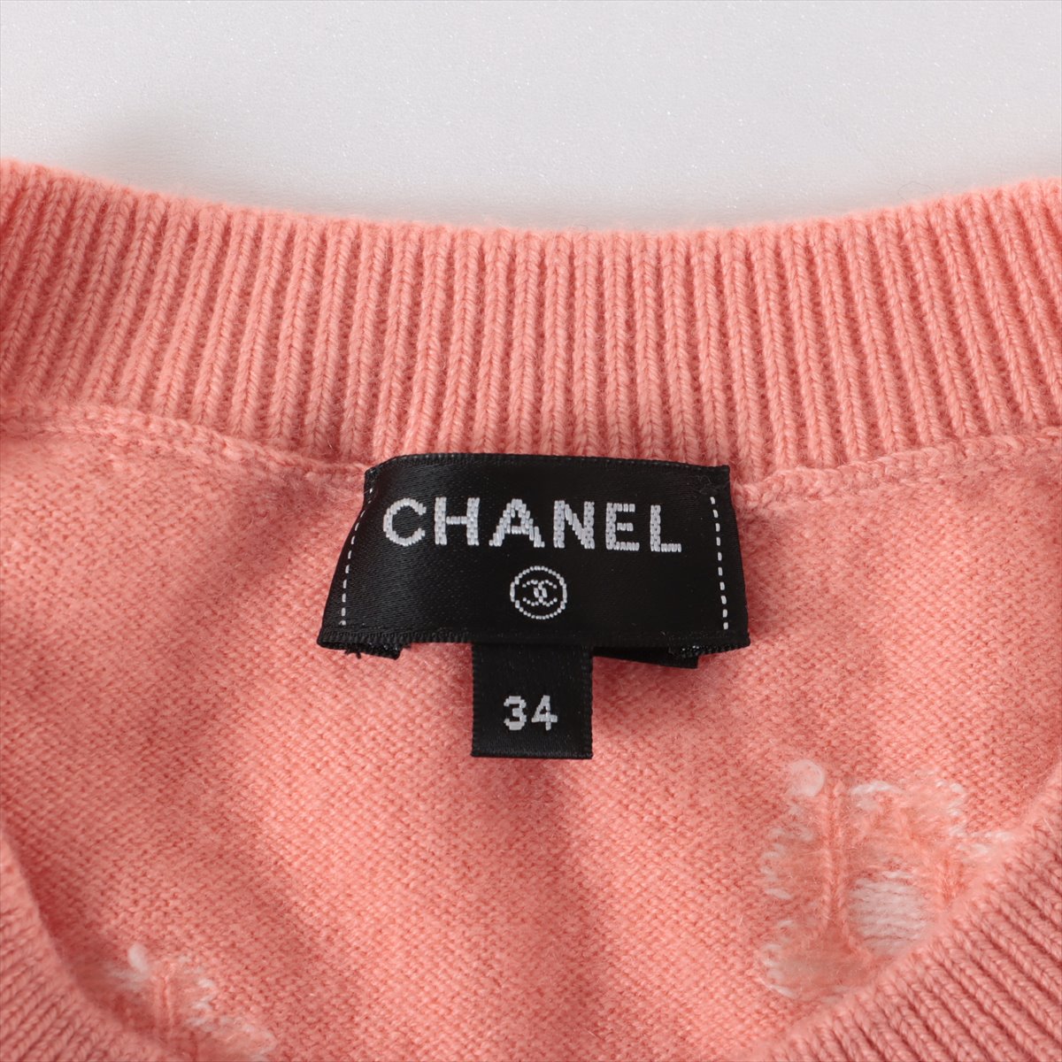 Chanel Coco Mark 22SS Cashmere x nylon Knit 34 Ladies' Pink  P72453 Daisy Lion button