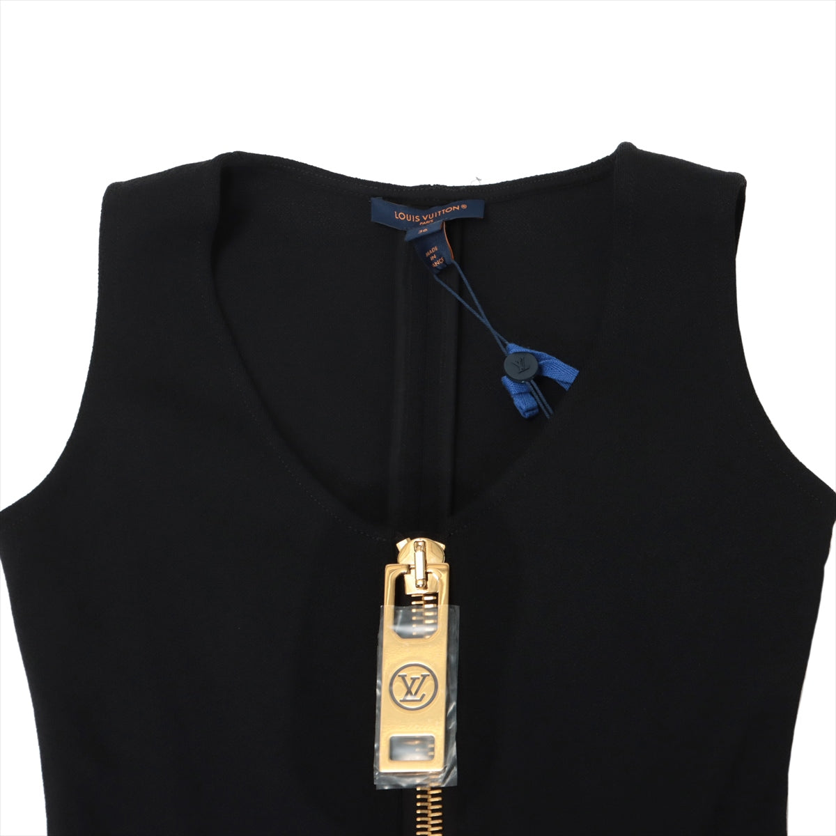 Louis Vuitton 23SS Rayon * Naylon Sleeveless dress 36 Ladies' Black  RW231B dirndl dress zips 1ABDFX