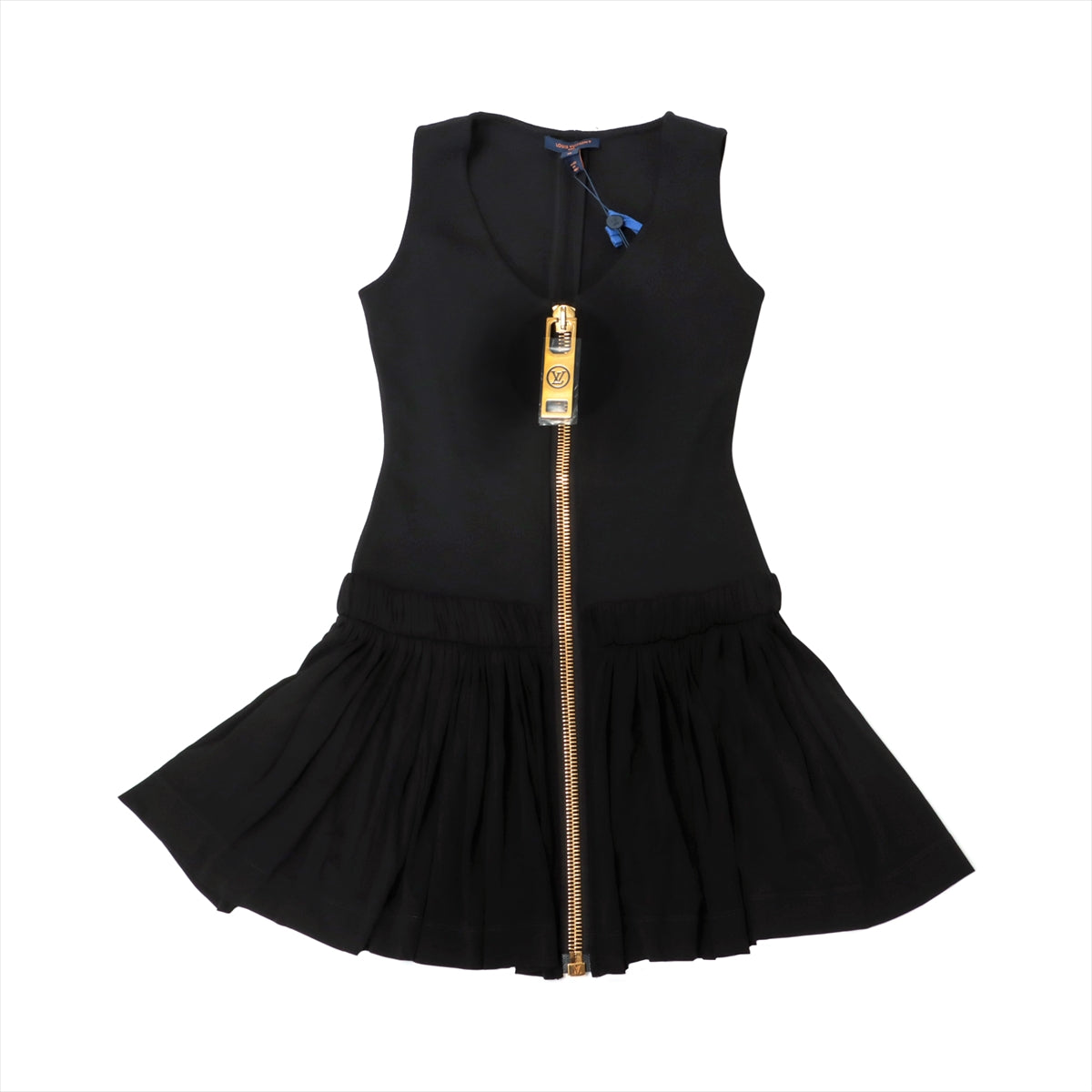 Louis Vuitton 23SS Rayon * Naylon Sleeveless dress 36 Ladies' Black  RW231B dirndl dress zips 1ABDFX