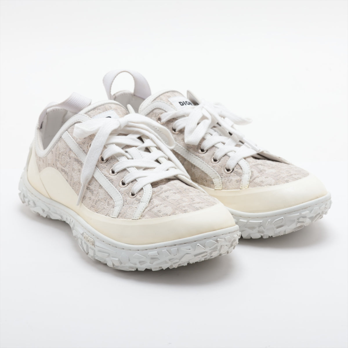 DIOR Canvas & leather Sneakers EU41 Men's Beige x white B28 Oblique