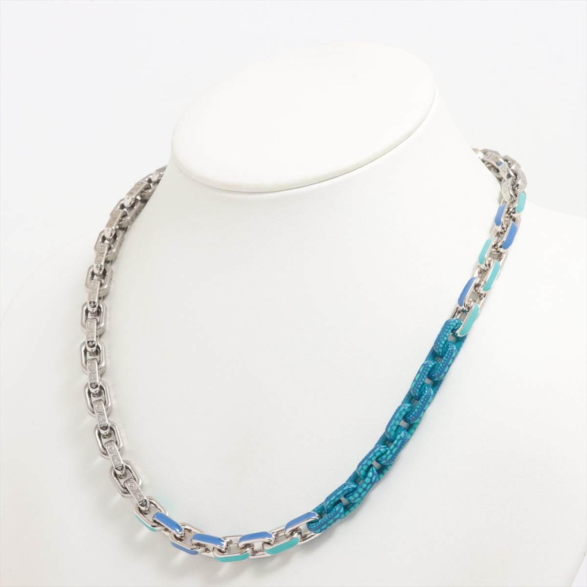 Louis Vuitton x Yayoi Kusama LE0233 Necklace metal Silver x blue M01095 LV×YK  Paradise Chain Pumpkin