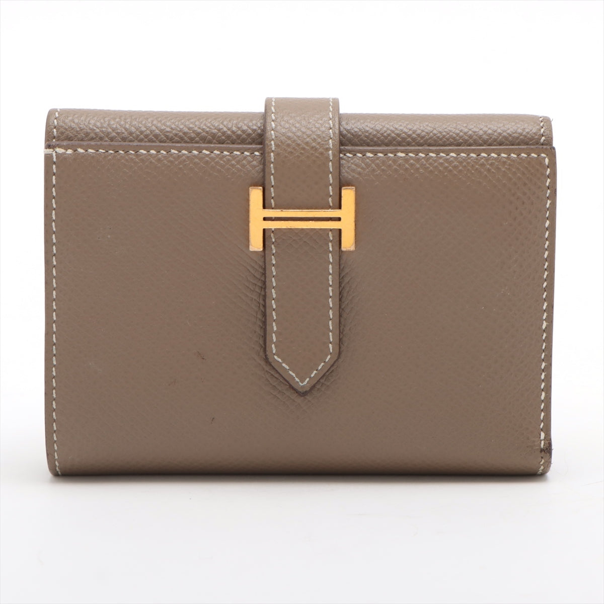 Hermès Bearn Compact Veau Epsom Wallet Etoupe Gold Metal Fittings
