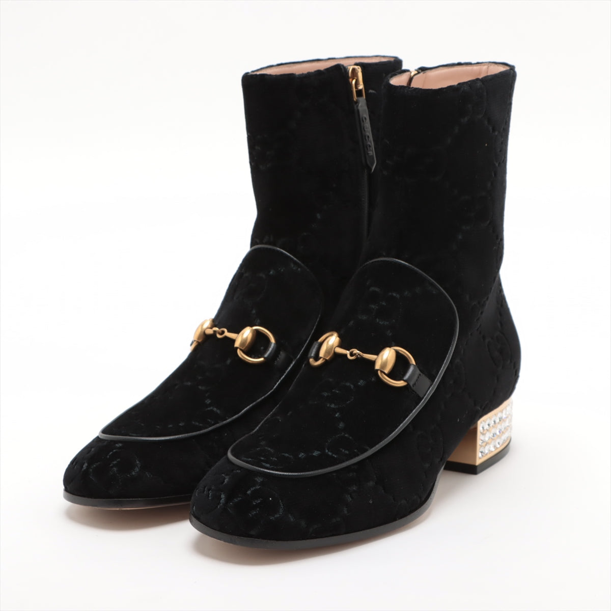 Gucci Horsebit Velour & leather Short Boots 36.5 Ladies' Black 525242 GG Supreme Bijou There is a storage bag