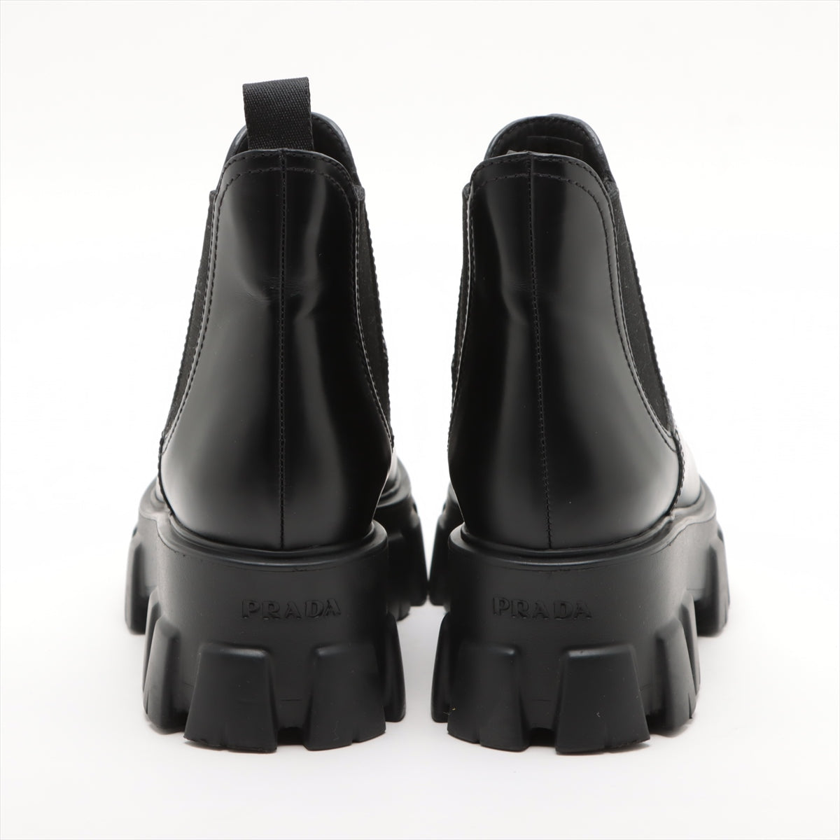 Prada Monolith brushed leather Side Gore Boots 36 Ladies' Black 725 chelsea boots There is a storage bag