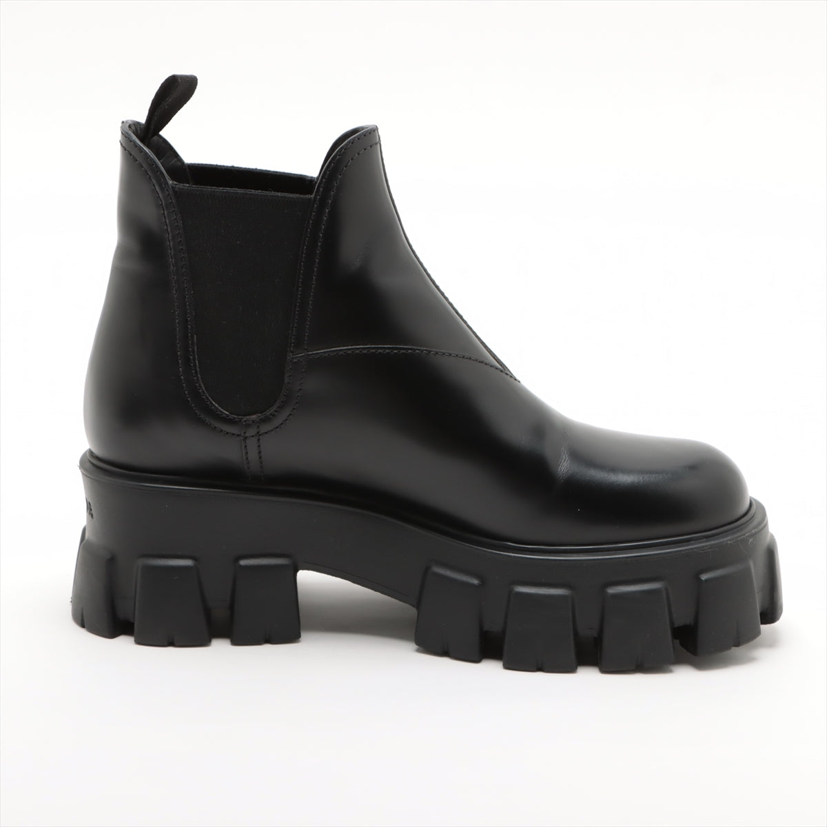 Prada Monolith brushed leather Side Gore Boots 36 Ladies' Black 725 chelsea boots There is a storage bag