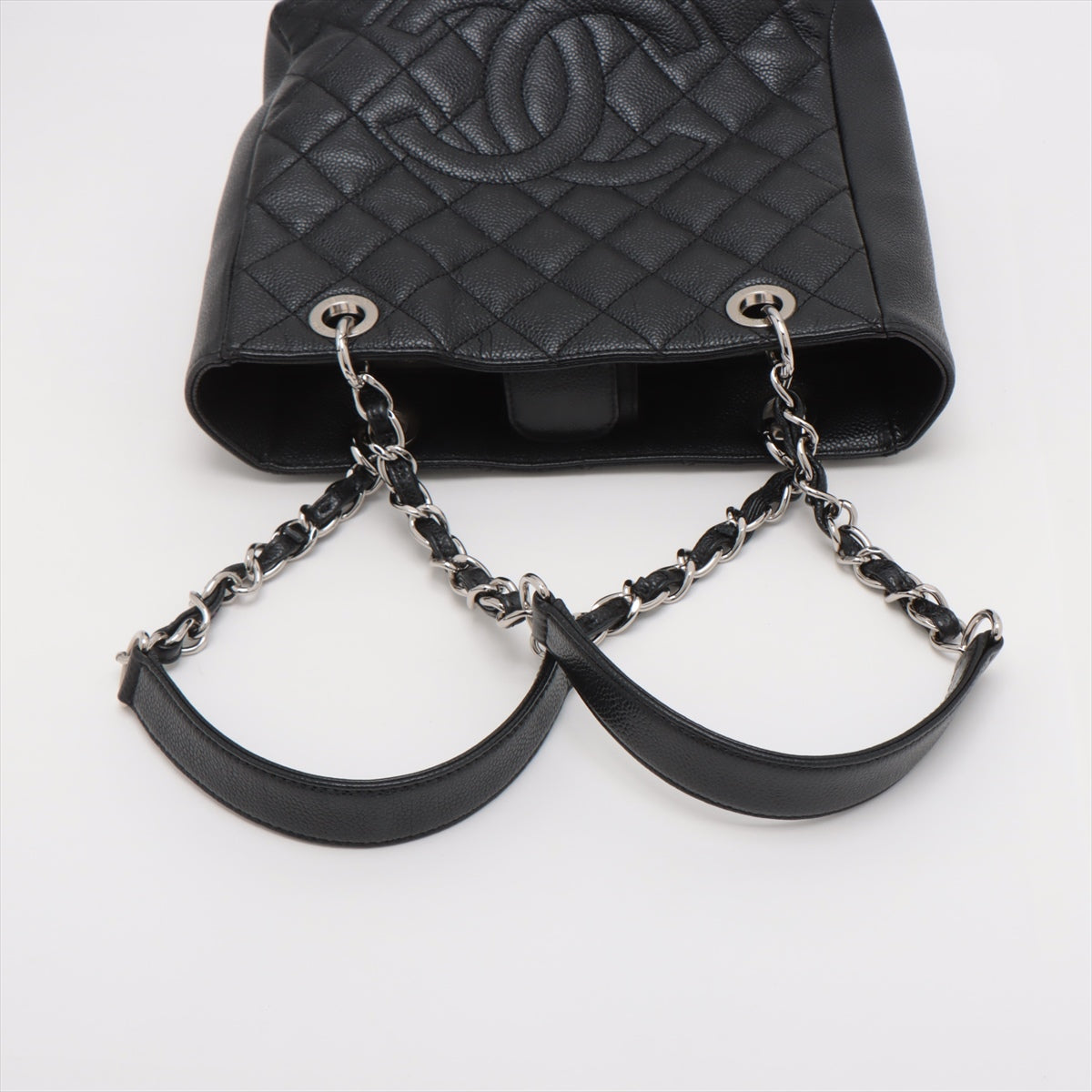 Chanel PST Caviarskin Chain tote bag Black Silver Metal fittings 15XXXXXX