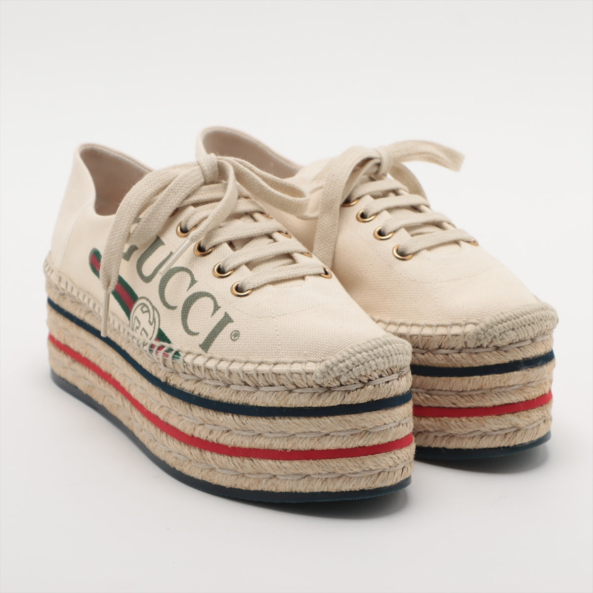 Gucci canvas Sneakers 36.5 Ladies' Ivory 525711 Sherry Line Espadrilles Thick bottom