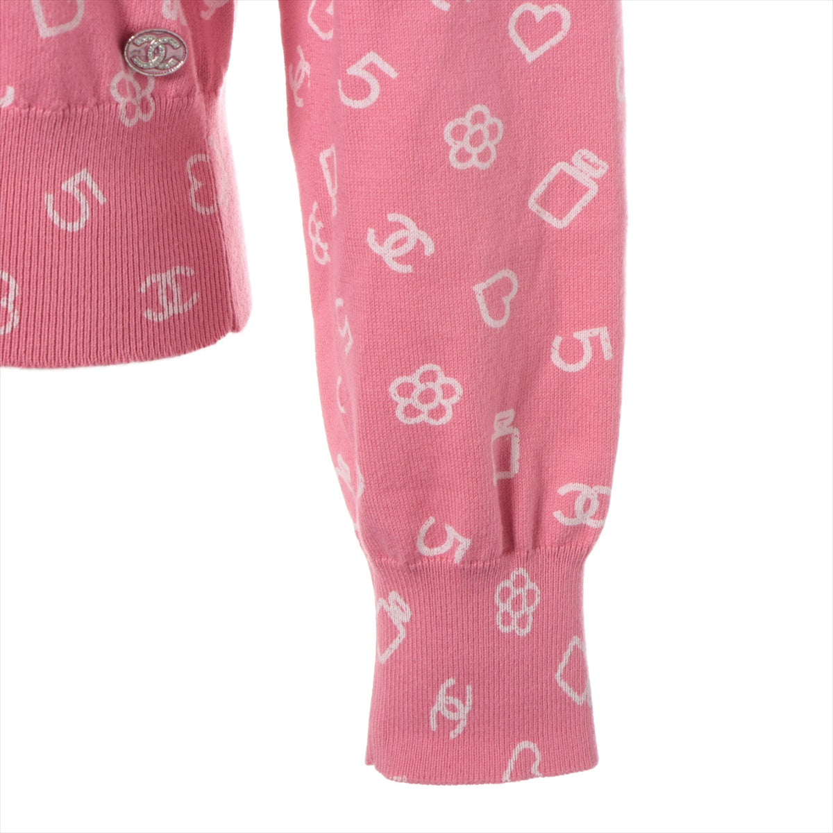 Chanel Coco Button Cotton & Polyurethane Knit 36 Ladies' Pink  P74102 Brand retagging