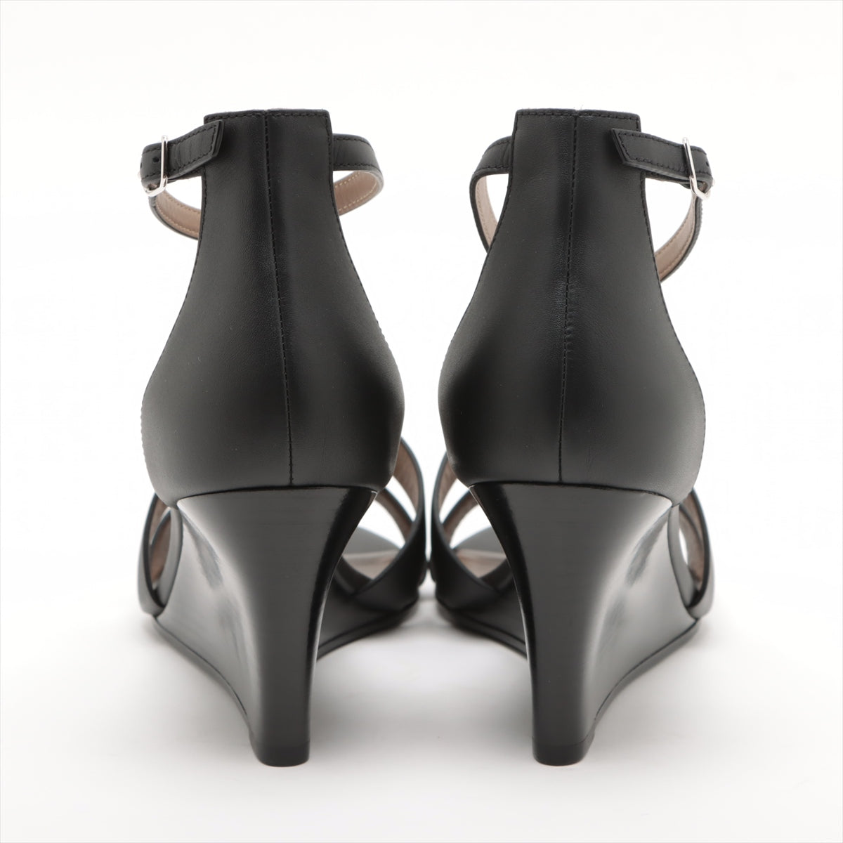 Hermès LEGEND Leather Wedge Sole Sandals 39 Ladies' Black Strap box There is a storage bag
