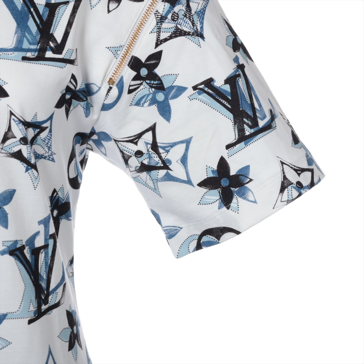 Louis Vuitton 24SS Cotton & silk Dress XS Ladies' Blue x white  RW241WW 3D Mahina Monogram Tee Dress  1AC1PS