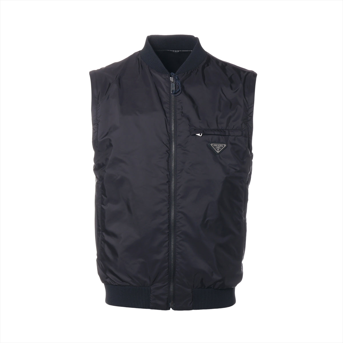 Prada 20 years Nylon & Leather Leather jacket 44 Men's Black  Lambskin UPW368 Triangle logo Reversible
