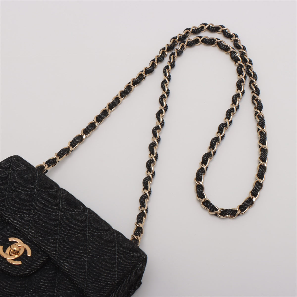 Chanel Minimatrasse 17 Denim Single flap single chain bag Black Gold Metal fittings 5XXXXXX A35200