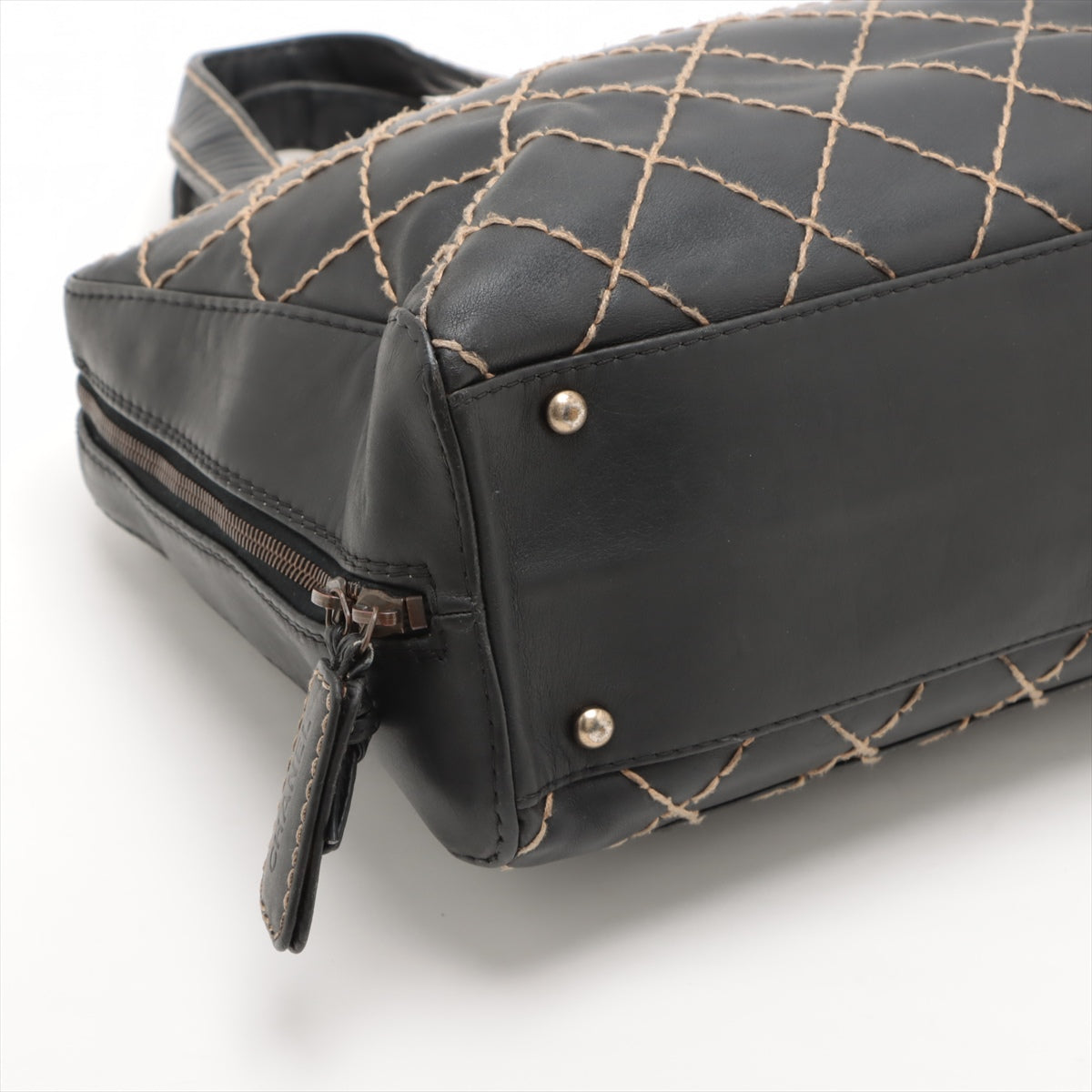 Chanel Wild Stitch Lambskin Tote Bag Black Gunmetal Fittings 6XXXXXX