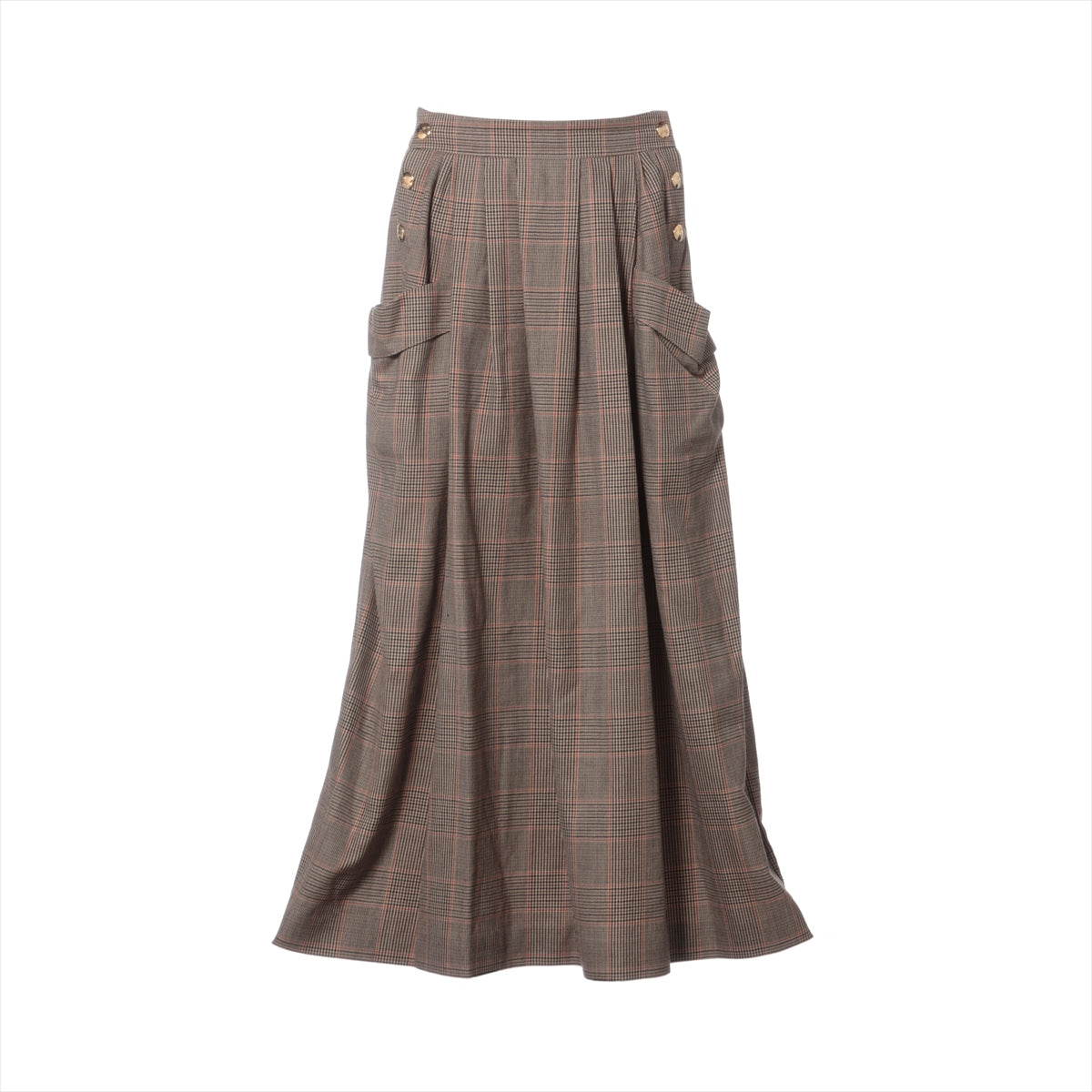 Celine 22SS Wool Skirt 38 Ladies' Brown  2J399012J Triomphe snap buttons Hedi Period with hanger