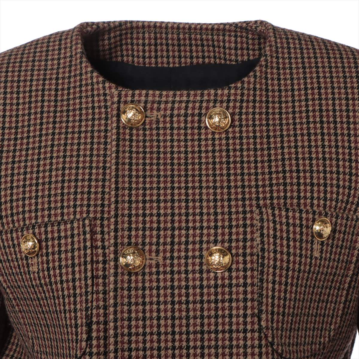 CELINE Cotton & Wool Setup 36 Ladies' Brown  2V77R064V Houndstooth chelsea jacket Eddie period