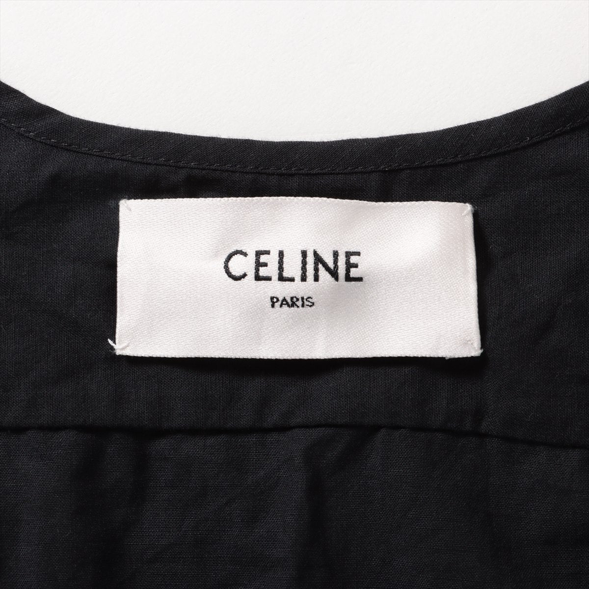 CELINE Embroidery Cotton Dress 38 Ladies' Black  2R73J658R トリオンフ刺繍 Charm