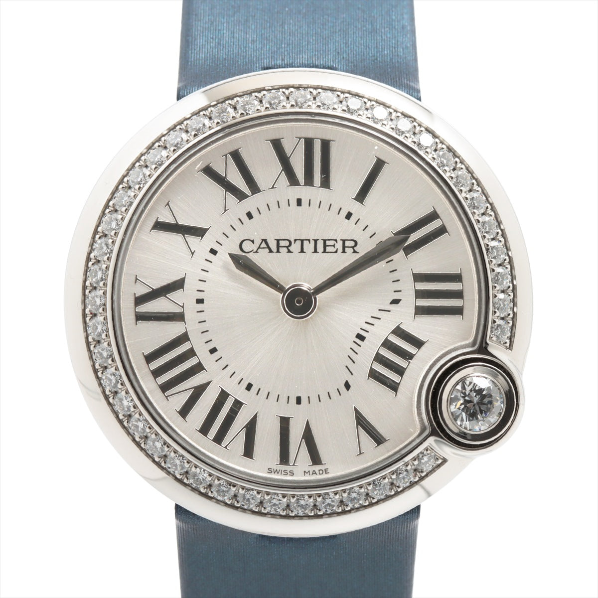 Cartier Baron Blanc Doo Cartier W4BL0003 SS & Leather QZ Silver-Face