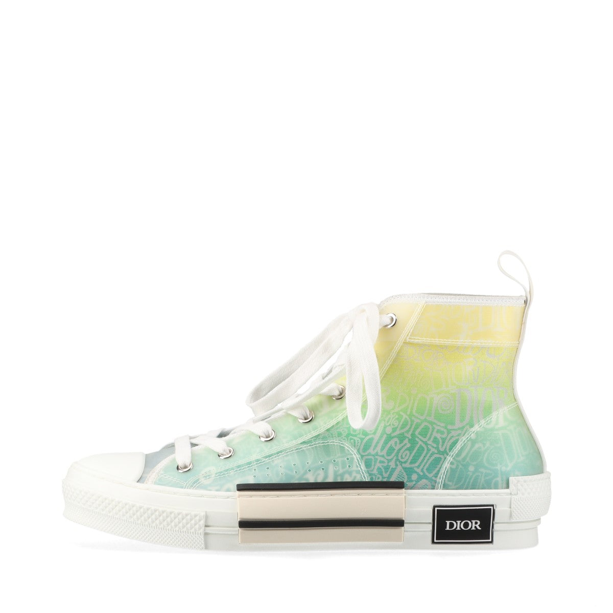 Dior x Stussy B23 20AW Rubber x canvas High-top Sneakers 41 Men's Green x yellow 20ALS Gradation